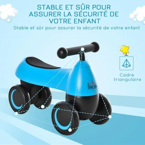 DRAISIENNE VÉLO ENFANT 4 ROUES EVA SELLE GUIDON ERGONOMIQUE BLEU NOIR 4 DRAISIENNE VÉLO ENFANT 4 ROUES EVA SELLE GUIDON ERGONOMIQUE BLEU NOIR – Image 2