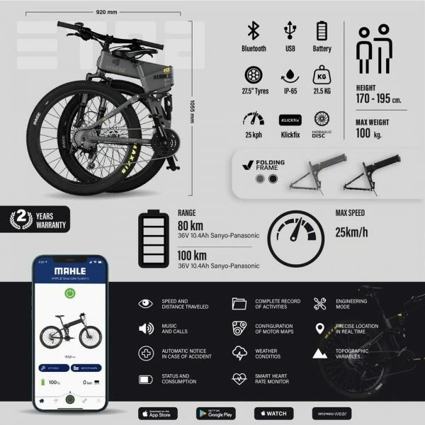 VÉLO VTT ÉLECTRIQUE PLIANT 27,5" SMARTBIKE - LEGEND ETNA 10.4AH NOIR 7 VÉLO VTT ÉLECTRIQUE PLIANT 27,5" SMARTBIKE - LEGEND ETNA 10.4AH NOIR – Image 5